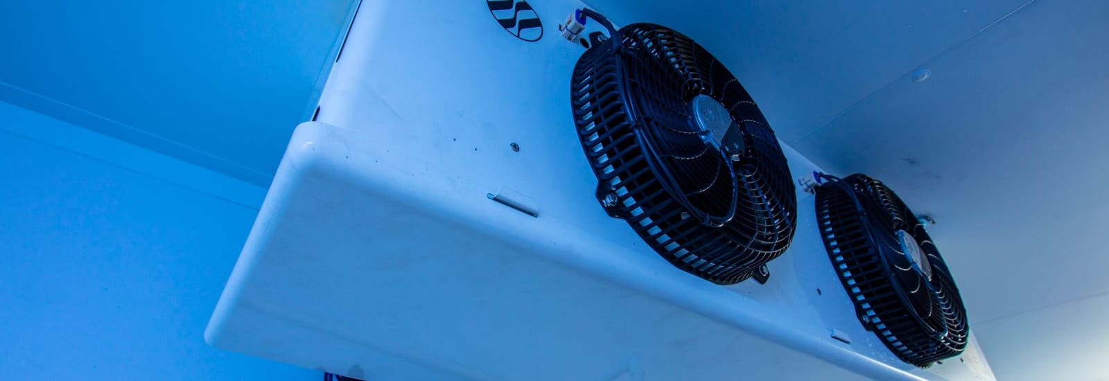 Twin-fan evaporator unit inside an Igloo cold store