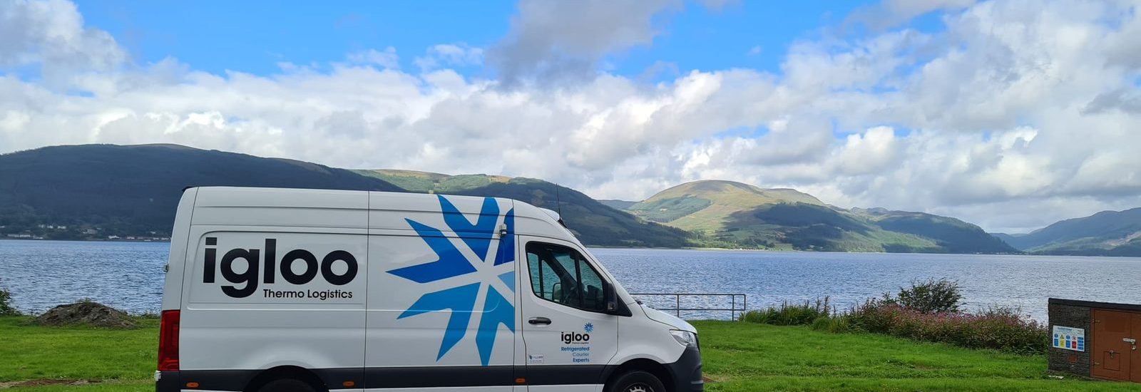 Igloo van beside a loch in Scotland